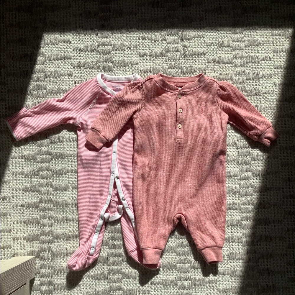 Ralph Lauren girls footsie onesies bundle size 3 months
